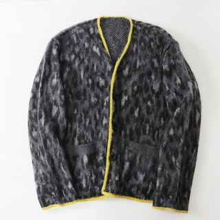 サカイ(sacai)のメンズ 2022AW サカイ sacai Leopard Knit Cardigan モヘヤ混 レオパードニットカーディガン 1//グレー ヒョウ柄 男性用【2400013759953】(カーディガン)