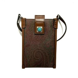 ETRO(エトロ) ショルダーバッグ美品  - 1N760 8859 600 ボルドー×ブラウン×マルチ スマートフォンケース/ミニバッグ/ペイズリー柄 PVC(塩化ビニール)×レザー