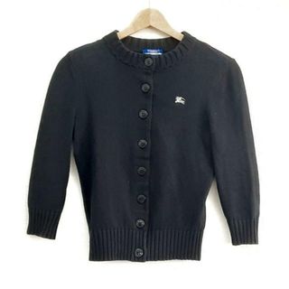 バーバリーブルーレーベル(BURBERRY BLUE LABEL)のBurberry Blue Label(バーバリーブルーレーベル) カーディガン サイズ38 M レディース - 黒 七分袖/ニット(カーディガン)