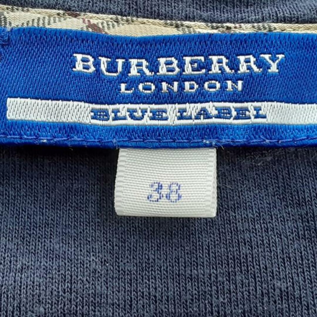 BURBERRY BLUE LABEL(バーバリーブルーレーベル)のBurberry Blue Label(バーバリーブルーレーベル) 半袖Tシャツ サイズ38 M レディース - ネイビー×白 クルーネック レディースのトップス(Tシャツ(半袖/袖なし))の商品写真