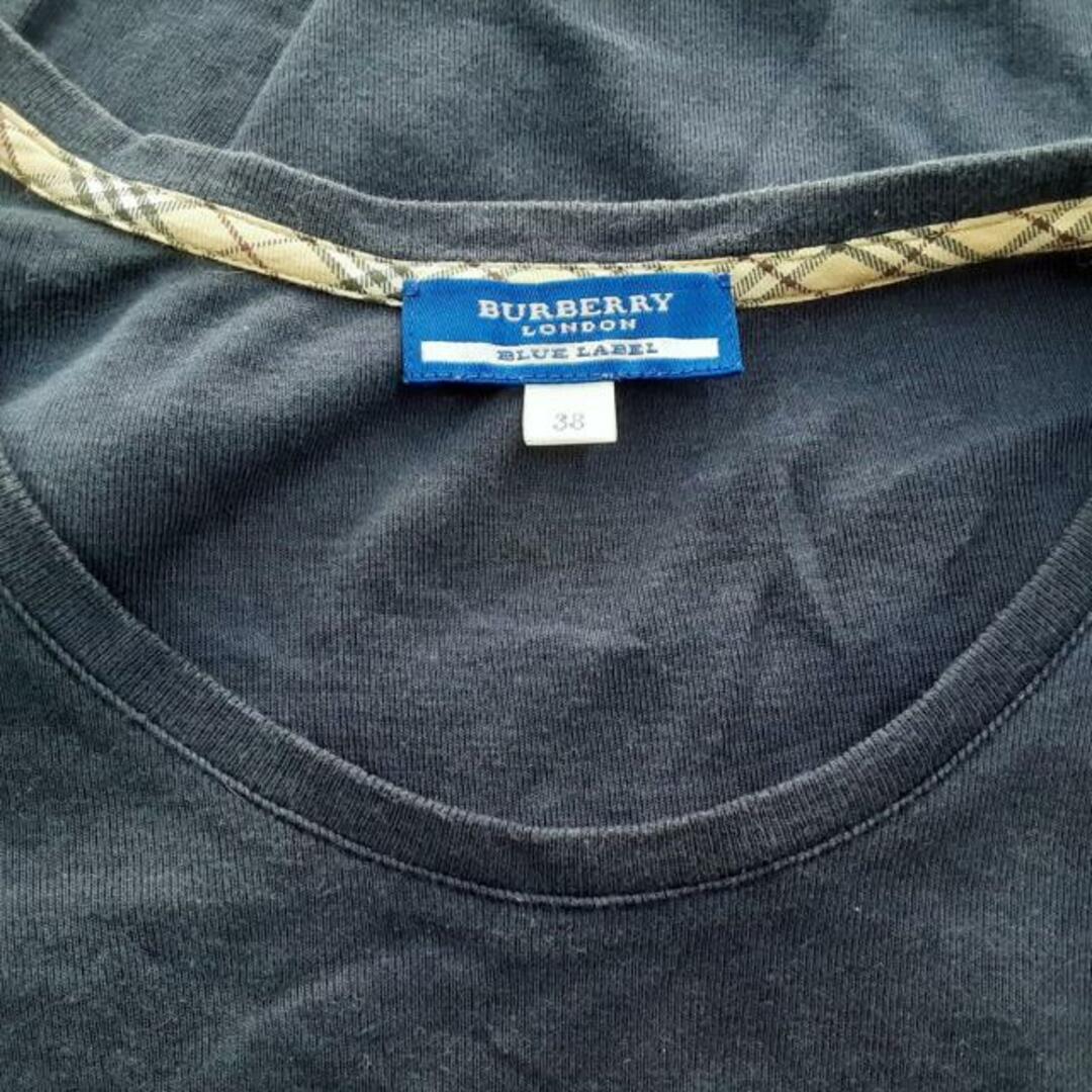 BURBERRY BLUE LABEL(バーバリーブルーレーベル)のBurberry Blue Label(バーバリーブルーレーベル) 半袖Tシャツ サイズ38 M レディース - ネイビー×白 クルーネック レディースのトップス(Tシャツ(半袖/袖なし))の商品写真