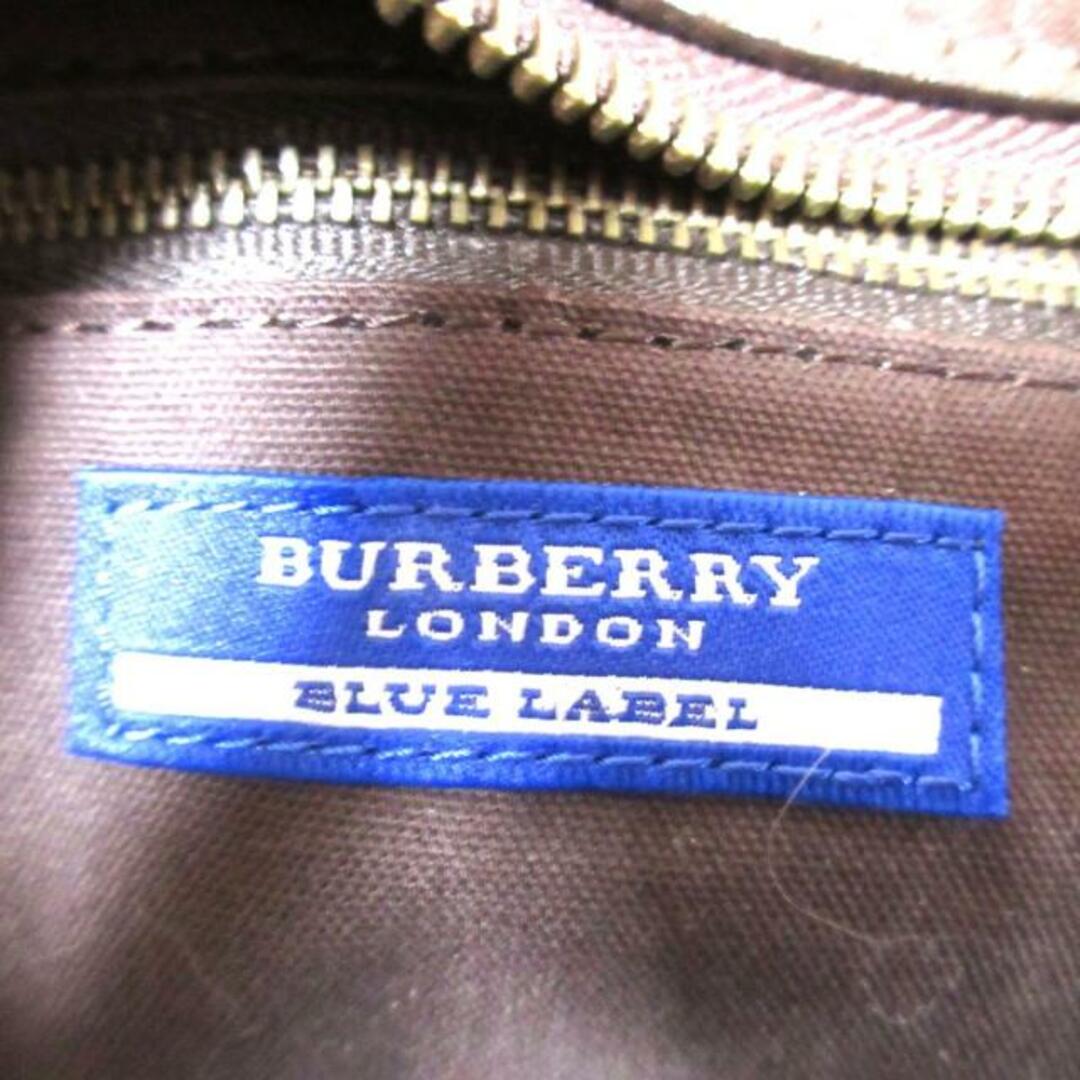 BURBERRY BLUE LABEL(バーバリーブルーレーベル)のBurberry Blue Label(バーバリーブルーレーベル) ハンドバッグ - ピンク×ダークブラウン×白 チェック柄 ジャガード×レザー レディースのバッグ(ハンドバッグ)の商品写真