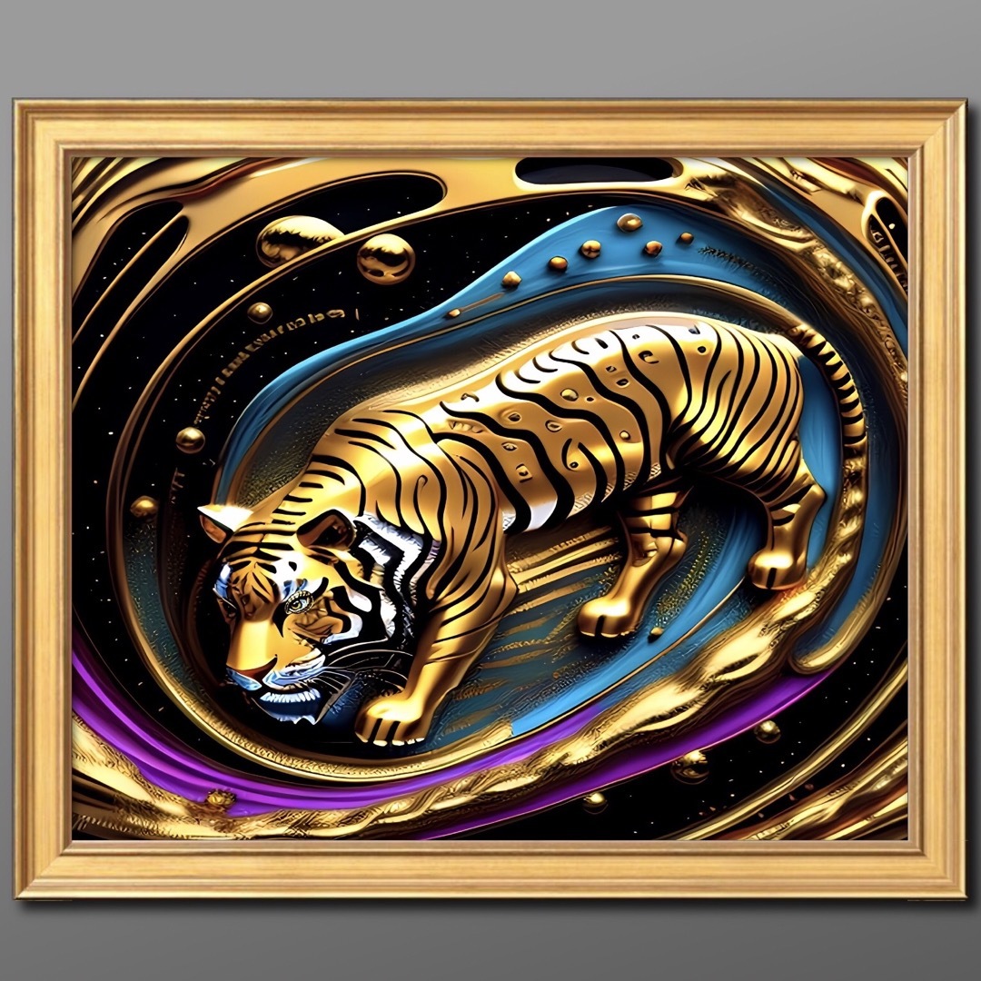 金運と開運の虎 額付 開運絵画•風水ヒーリング[グラフィック 金運と開運の虎 額付 開運絵画•風水ヒーリング[グラフィック