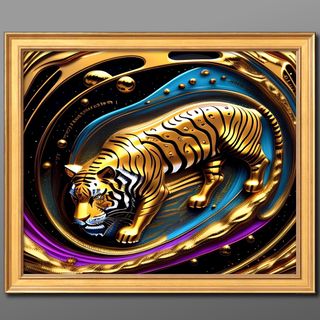 金運と開運の虎 額付 開運絵画•風水ヒーリング[グラフィック 金運と開運の虎 額付 開運絵画•風水ヒーリング[グラフィック