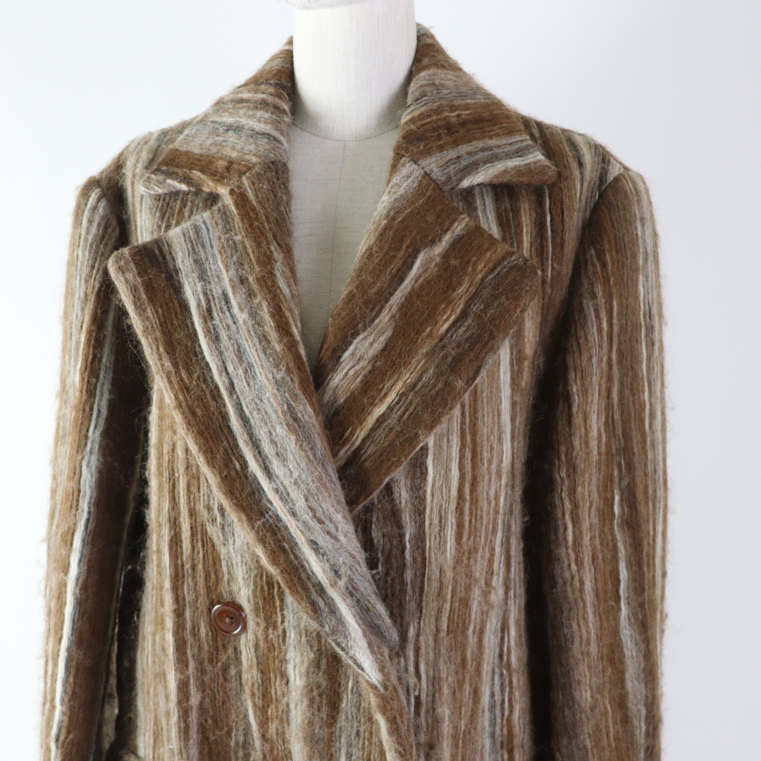 極美品◎FUMIKA UCHIDA フミカワ ウチダ WOOL MARBLE DOUBLE BREASTED COAT 超ロング マーブルコート ブラウン系 36 日本製 正規品 レディース レディースのジャケット/アウター(その他)の商品写真