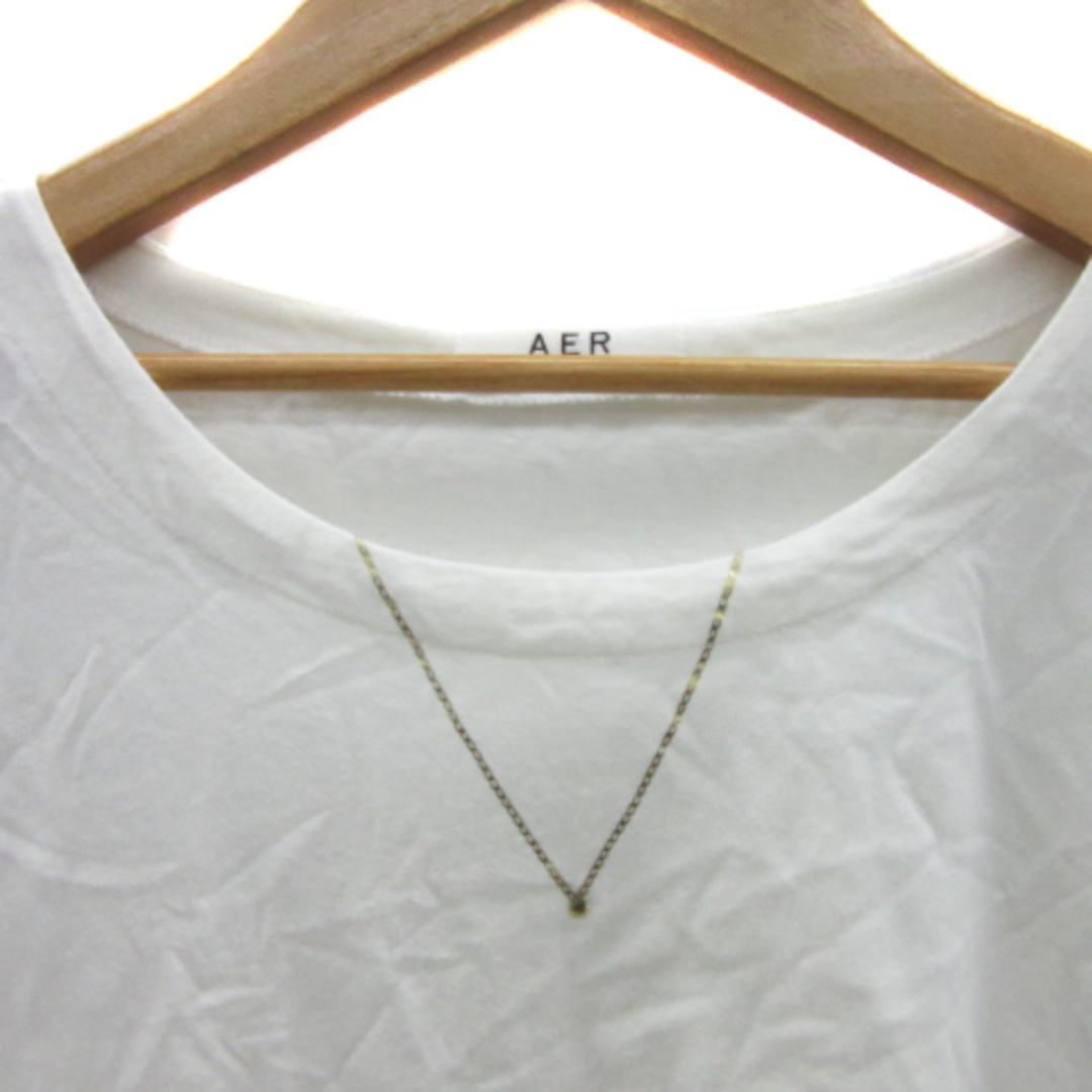 Adam et Rope'(アダムエロぺ)のアダムエロペ AER Tシャツ カットソー ラウンドネック プリント 38 白 レディースのトップス(Tシャツ(半袖/袖なし))の商品写真