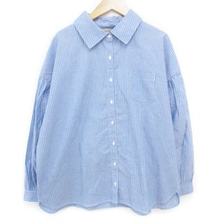 サマンサモスモス(SM2)のサマンサモスモス SM2 シャツ ブラウス 長袖 ストライプ F 青 白 ブルー(シャツ/ブラウス(長袖/七分))