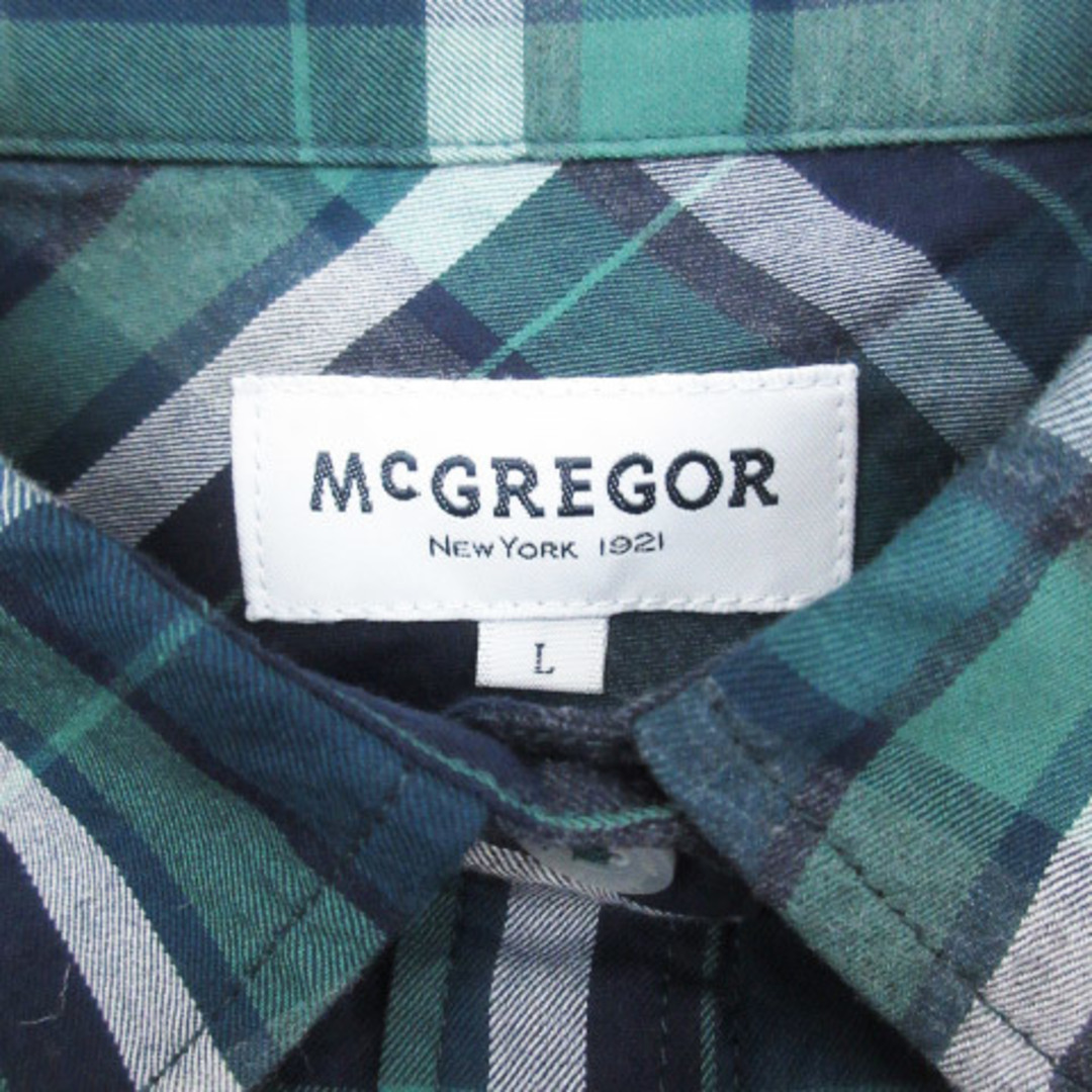 McGREGOR(マックレガー)のマックレガー マクレガー カジュアルシャツ 長袖 ロゴ チェック柄 L 緑 紺 レディースのトップス(シャツ/ブラウス(長袖/七分))の商品写真