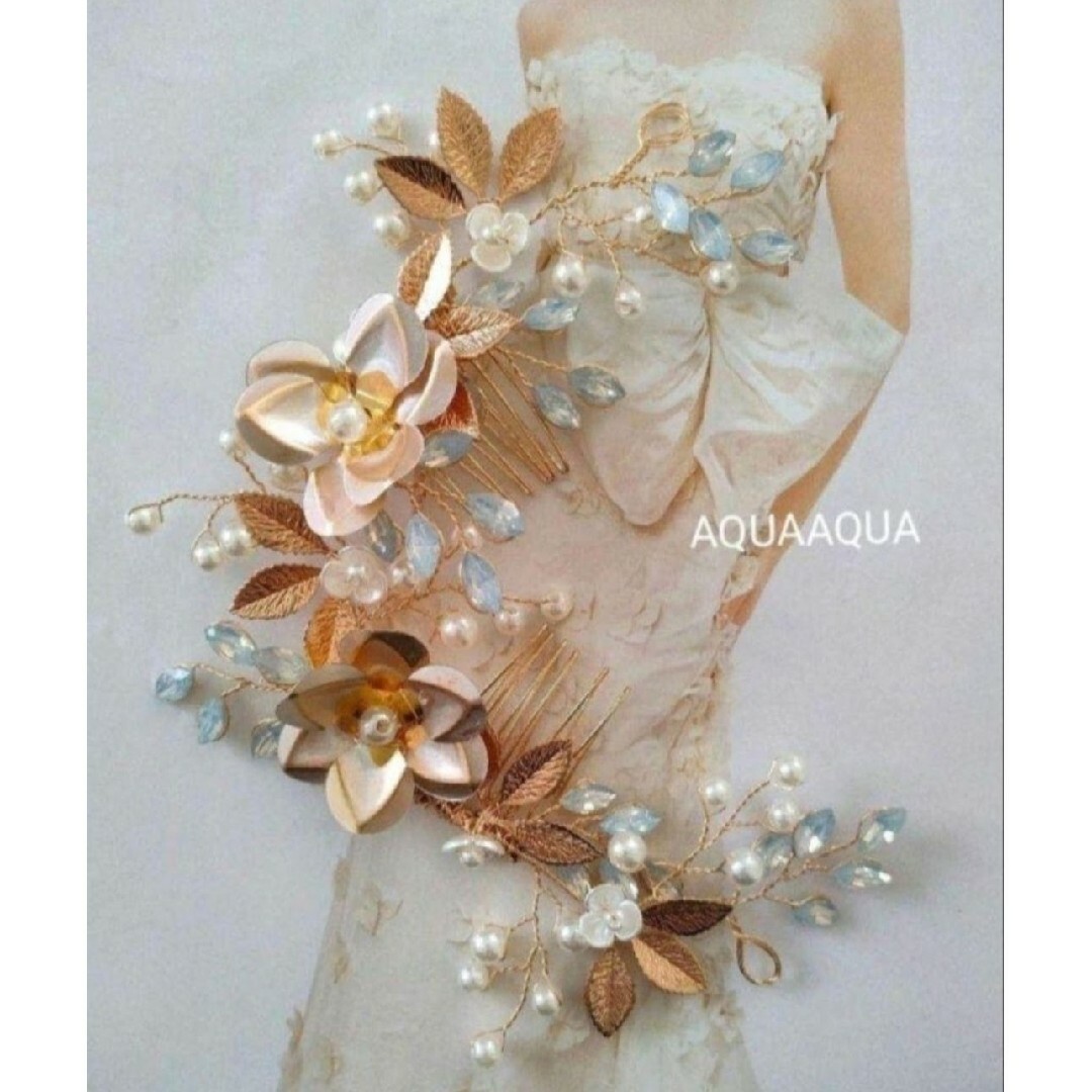 SALE！Sweet♡lovely　フラワーアレンジメントヘッドドレス ハンドメイドのウェディング(ヘッドドレス/ドレス)の商品写真