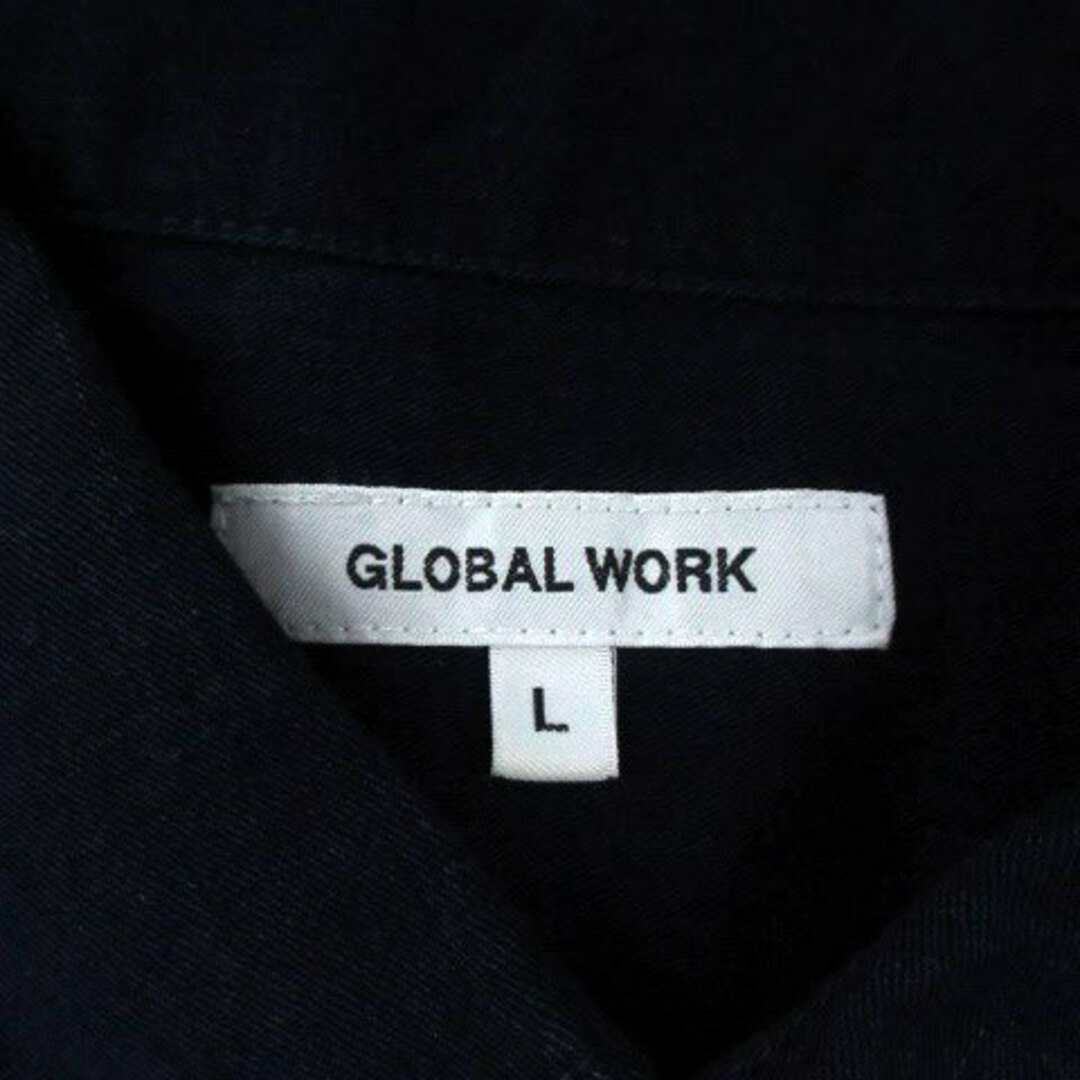 GLOBAL WORK(グローバルワーク)のグローバルワーク カジュアルシャツ ボタンダウン 七分袖 無地 L 紺 ネイビー メンズのトップス(シャツ)の商品写真