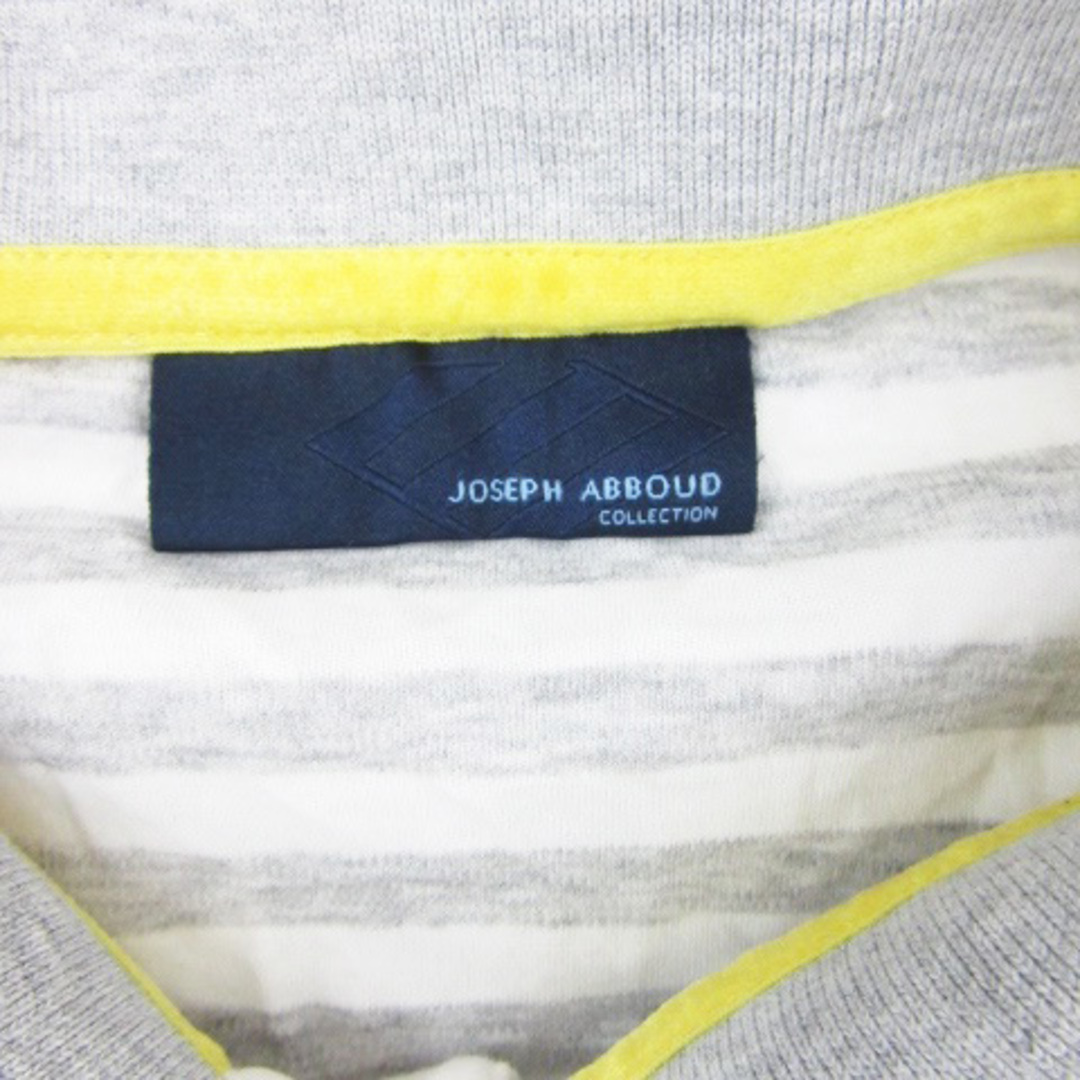 ジョセフアブード カジュアルシャツ 半袖 ポロカラー ボーダー柄 L グレー メンズのトップス(シャツ)の商品写真