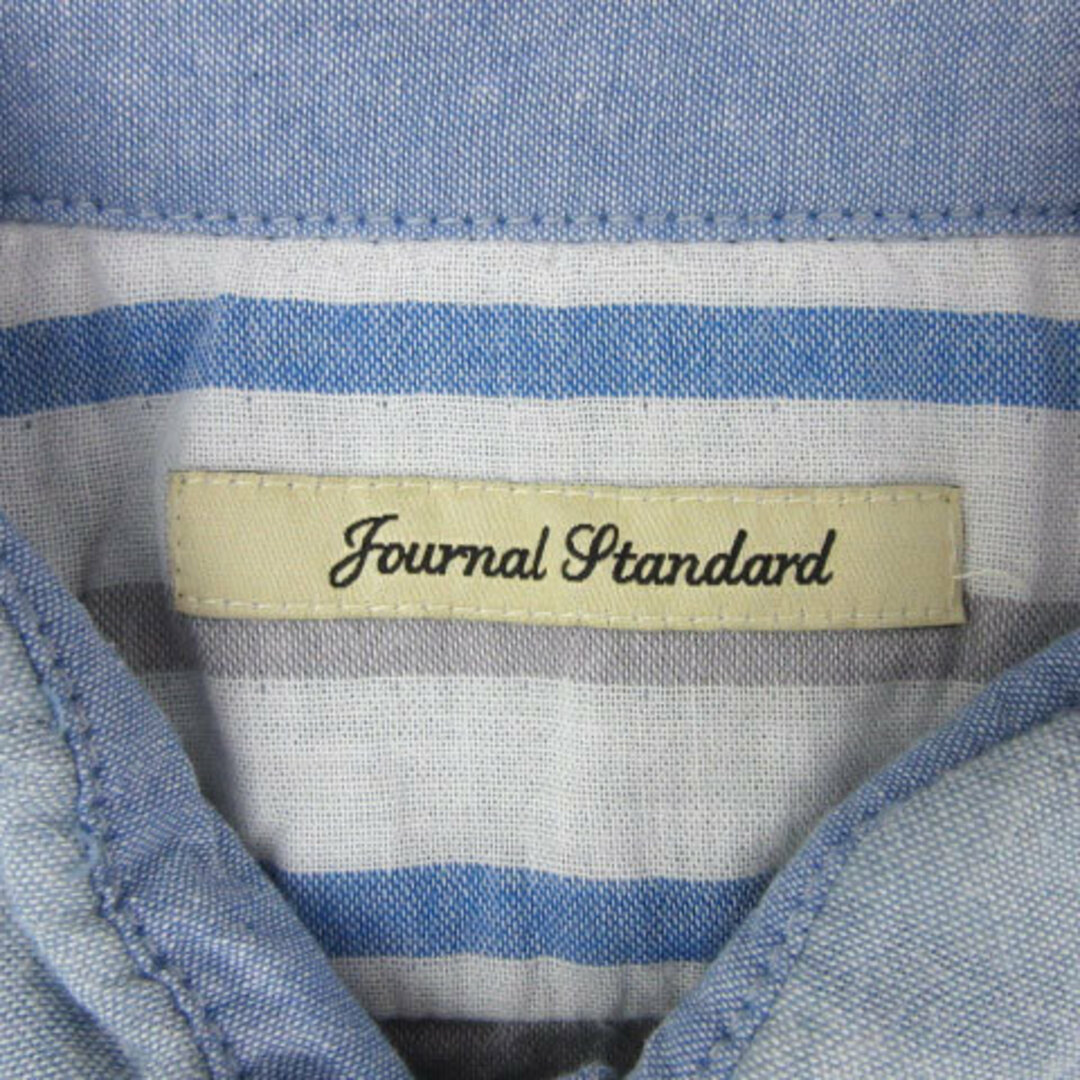 JOURNAL STANDARD(ジャーナルスタンダード)のジャーナルスタンダード カジュアルシャツ 七分袖 ボーダー柄 M 水色 メンズのトップス(シャツ)の商品写真