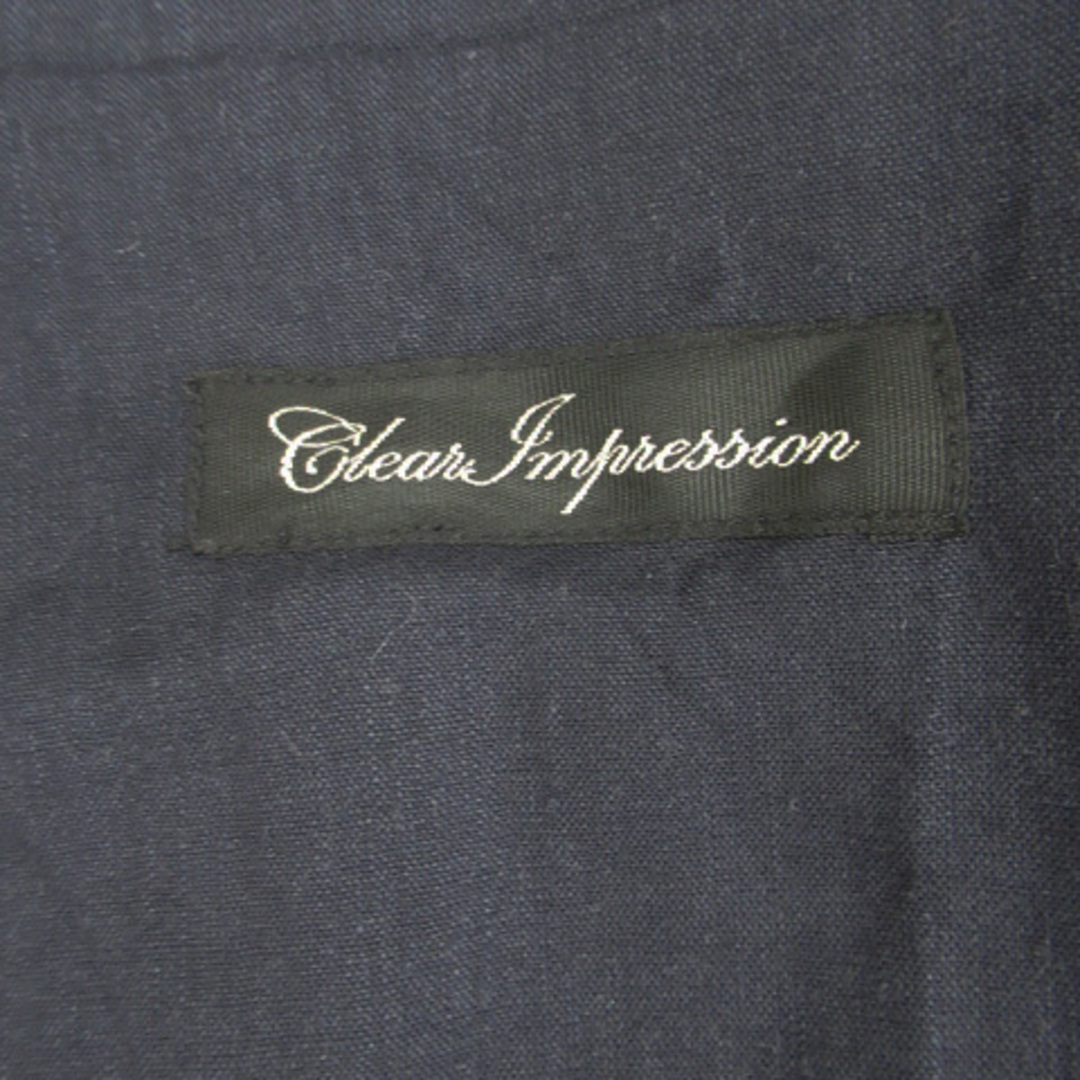 CLEAR IMPRESSION(クリアインプレッション)のクリアインプレッション ノーカラージャケット ミドル丈 七分袖 リネン 2 紺 レディースのジャケット/アウター(その他)の商品写真