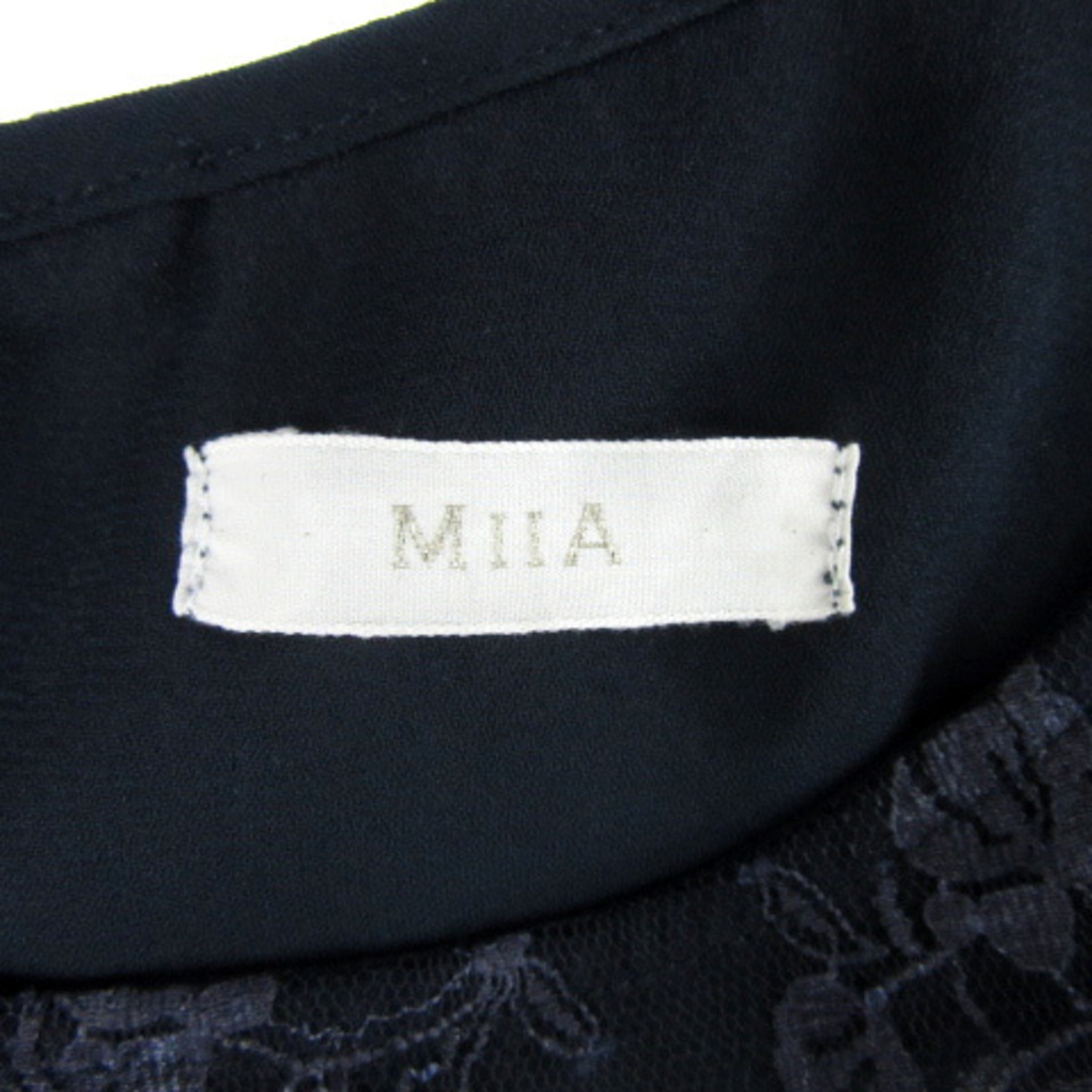 MIIA(ミーア)のミーア カットソー 半袖 花柄 刺繍 レース オーバーサイズ F 紺 レディースのトップス(カットソー(半袖/袖なし))の商品写真