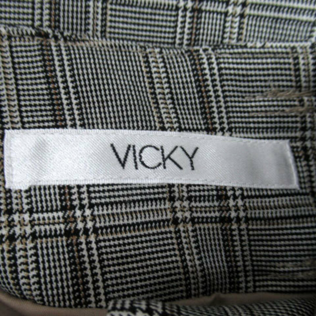 VICKY(ビッキー)のビッキー ワイドパンツ アンクル丈 チェック柄 ベルト付き 0 グレー レディースのパンツ(その他)の商品写真