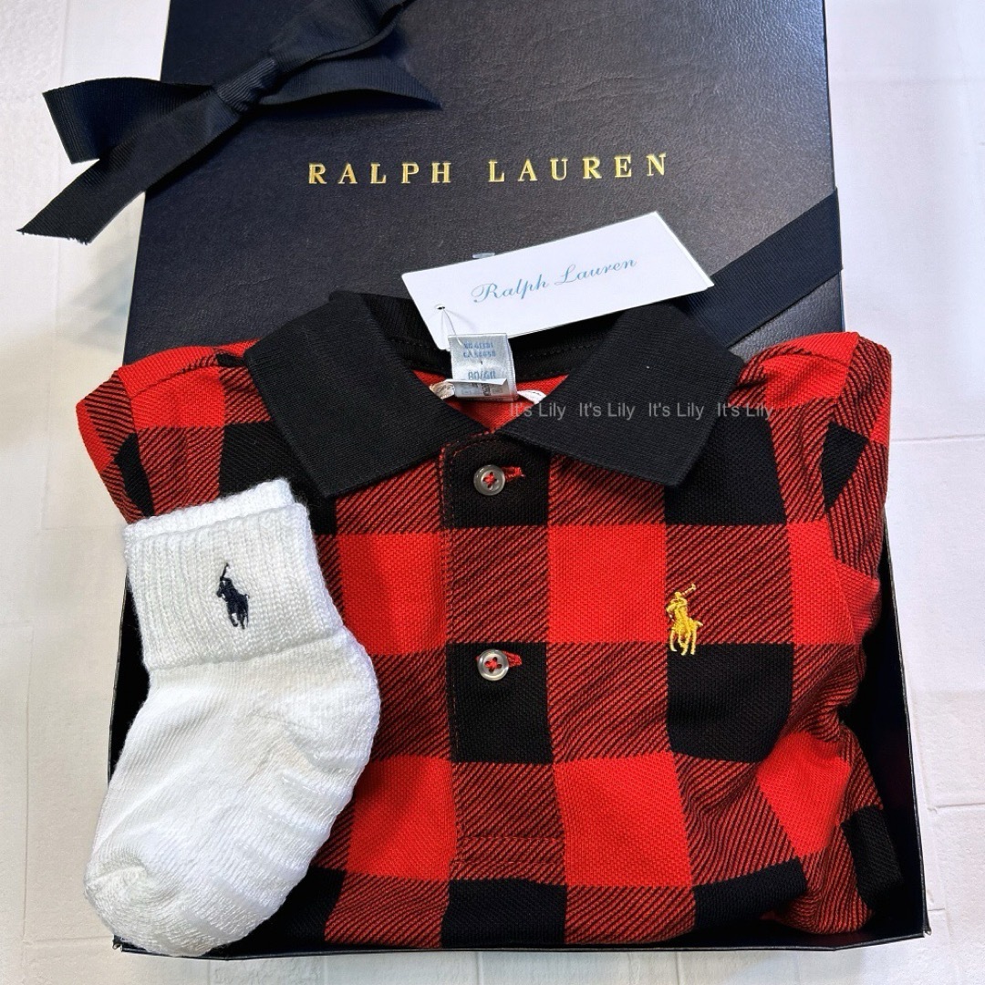 Ralph Lauren(ラルフローレン)の6m70cm 長袖　ロンパース　チェック　ラルフローレン キッズ/ベビー/マタニティのベビー服(~85cm)(ロンパース)の商品写真