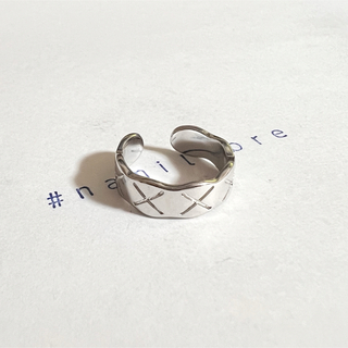 シルバーリング 925 銀 キルティング風 X ミニマリスト 韓国 指輪⑤(リング(指輪))