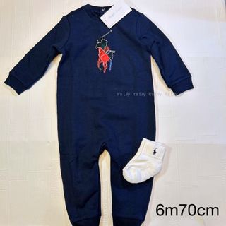 ラルフローレン(Ralph Lauren)の6m70cm 長袖　ロンパース　BPチェック　フリース　ラルフローレン(ロンパース)