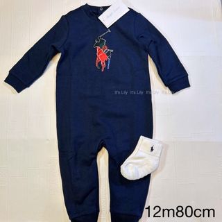 ラルフローレン(Ralph Lauren)の12m80cm  長袖　ロンパース　BPチェック　フリース　ラルフローレン(ロンパース)