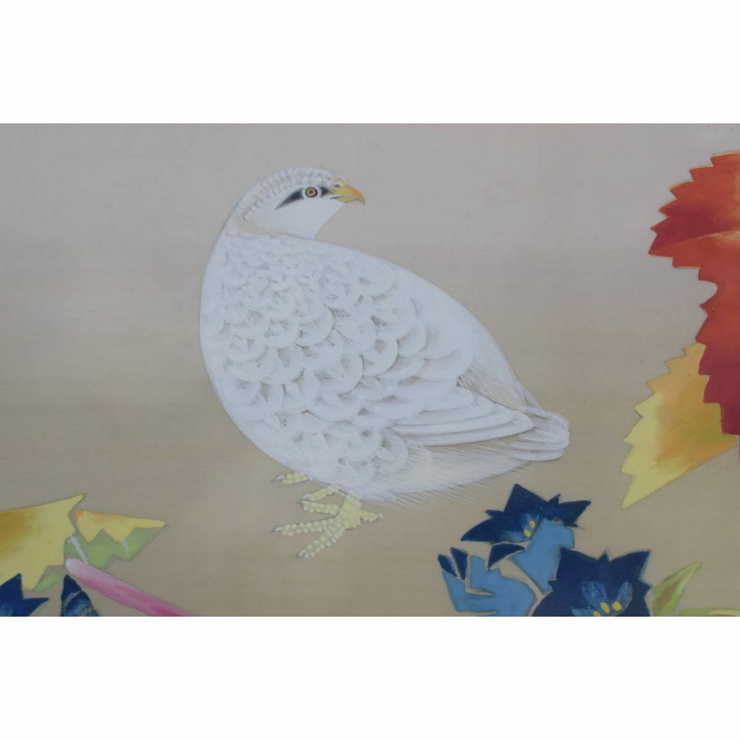 真作】高田美一/花鳥図/紅葉雷鳥図/日本画/掛軸☆宝船☆Y-842の 真作】高田美一/花鳥図/紅葉雷鳥図/日本画/掛軸☆宝船☆Y-842の