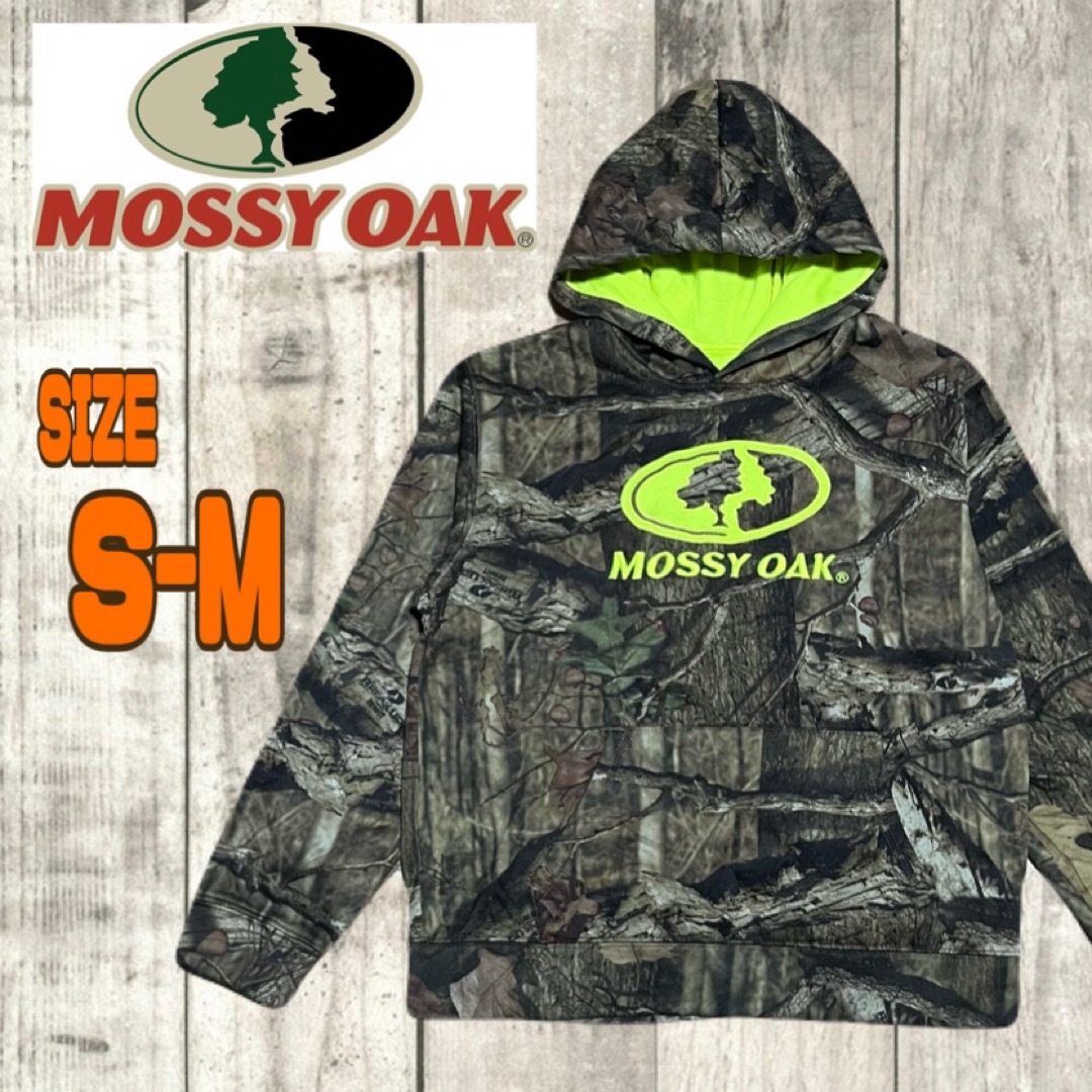 VINTAGE(ヴィンテージ)のMOSSY OAK メンズパーカー リアルツリー  S-Mサイズ デカロゴ 古着 メンズのトップス(パーカー)の商品写真