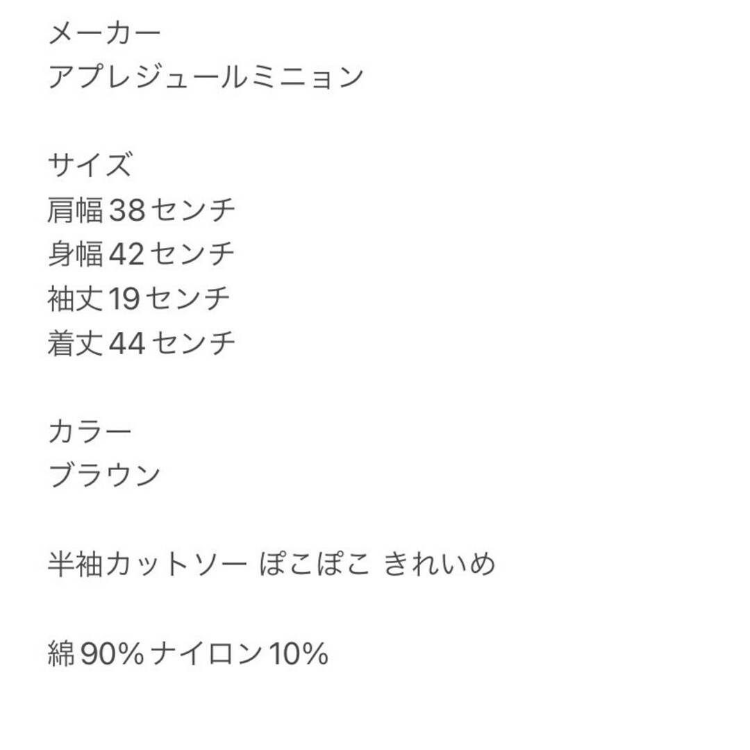 アプレジュールミニョン　半袖カットソー　F　ブラウン レディースのトップス(カットソー(半袖/袖なし))の商品写真