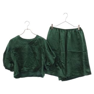 エムエムシックス(MM6)のMM6 Maison Margiela エムエムシックスメゾンマルジェラ 23AW Satin Tops Shorts サテン Vネック トップス クロップド 半袖Tシャツ ショーツ セットアップ S52NF0002 S52MU0112 S78147(セット/コーデ)