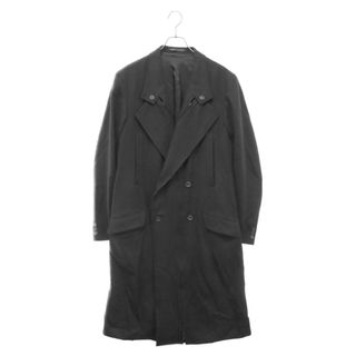 ヨウジヤマモト(Yohji Yamamoto)のYohji Yamamoto ヨウジヤマモト WORSTED TASMANIA FLANNEL W-CENTER F LONG JKT タスマニアンウール フランネル ジップデザイン ダブル ロングジャケット ブラック HJ-J38-124(フライトジャケット)