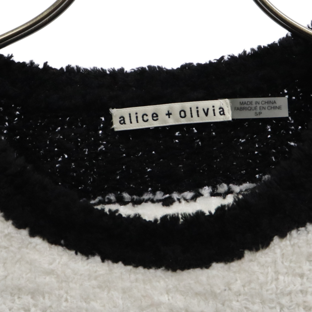 Alice+Olivia(アリスアンドオリビア)のalice+olivia アリスオリビア ボーダー 長袖セーター ニット ホワイト/ブラック レディース レディースのトップス(ニット/セーター)の商品写真
