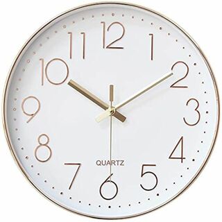 【色: ローズゴールド】AZBEE 壁掛け時計 クォーツ時計 アナログ 連続秒針(置時計)