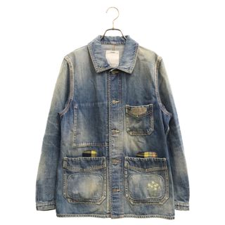 ヴィスヴィム(VISVIM)のVISVIM ヴィスヴィム 12SS RAFFIA COVERALL DAMAGED ダメージ加工 パッチワーク カバーオール ワークデニムジャケット インディゴ 0112105006013(Gジャン/デニムジャケット)