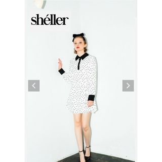 シェリエ　sheller  ドットシャツドレス　ワンピース　ドレス　ドット