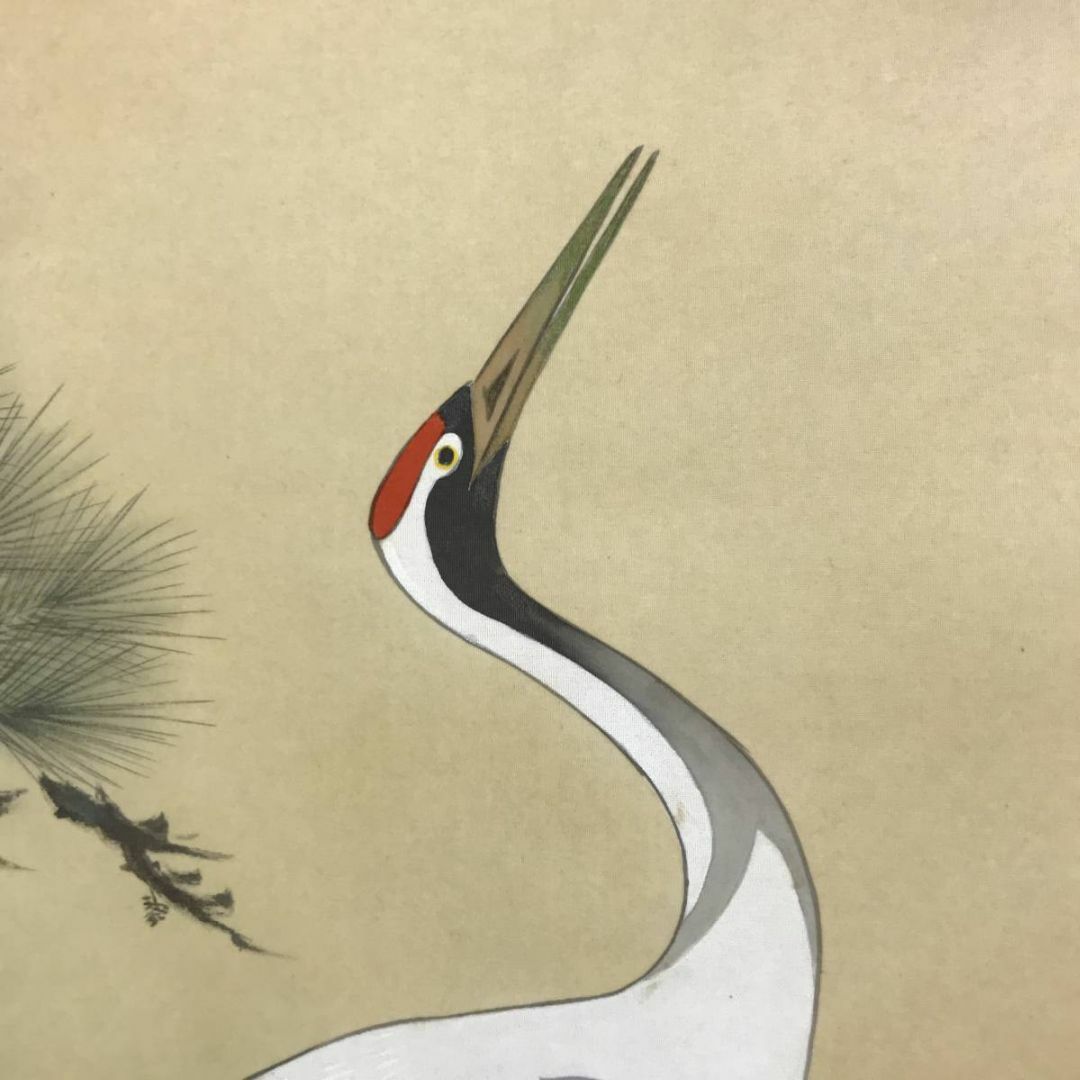 真作】小野守鳳/松上双鶴図/鶴図/松鶴図/掛軸☆宝船☆AD-476 真作】小野守鳳/松上双鶴図/鶴図/松鶴図/掛軸☆宝船☆AD-476