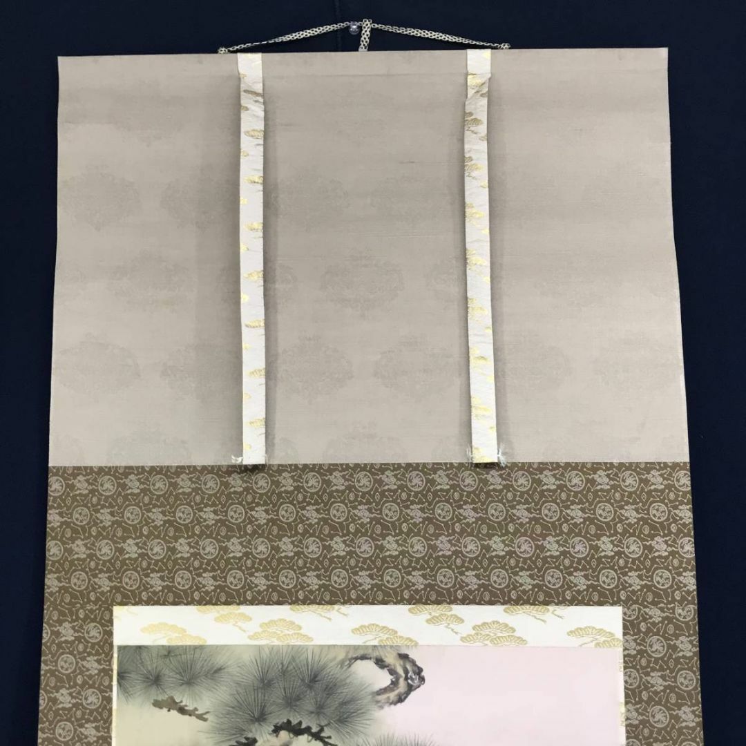 真作】小野守鳳/松上双鶴図/鶴図/松鶴図/掛軸☆宝船☆AD-476の 真作】小野守鳳/松上双鶴図/鶴図/松鶴図/掛軸☆宝船☆AD-476の