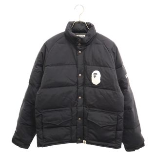 A BATHING APE アベイシングエイプ ロゴプリント ラグラン ナイロン ダウンジャケット ブラック 001GDC201002X