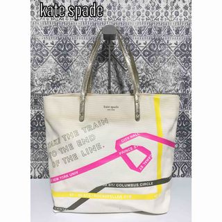 ケイトスペードニューヨーク(kate spade new york)の【中古】ケイトスペード キャンバス トートバッグ ハンドバッグ ライトベージュ(トートバッグ)