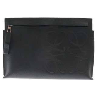 ロエベ(LOEWE)のLOEWE ロエベ Tポーチ 黒 シルバー金具 レザークラッチバッグ ブラック(セカンドバッグ/クラッチバッグ)