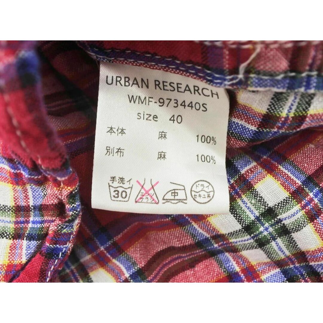 URBAN RESEARCH(アーバンリサーチ)のURBAN RESEARCH アーバンリサーチ リネン100% チェック シャツ size40/白ｘ赤 ■◇ メンズ メンズのトップス(シャツ)の商品写真