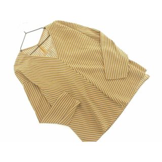 ニジュウサンク(23区)の23区 ストライプ Vネック ブラウス シャツ size32/ベージュ ■◇ レディース(シャツ/ブラウス(長袖/七分))