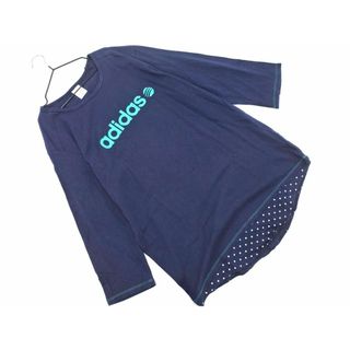 アディダス(adidas)のadidas アディダス フェイクレイヤード ロゴ プリント カットソー size0/紺 ■◇ レディース(カットソー(長袖/七分))