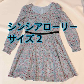 シンシアローリー(Cynthia Rowley)のシンシアローリー　ワンピース サイズ2（M相当）　花柄　レース　ブルー　総レース(ひざ丈ワンピース)