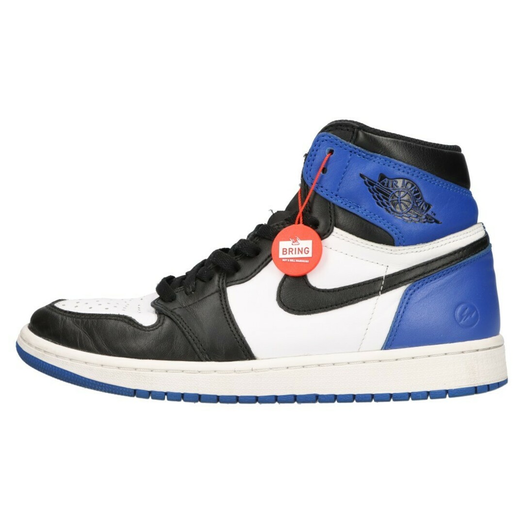 NIKE(ナイキ)のNIKE ナイキ ×FRAGMENT DESIGN AIR JORDAN 1 RETRO HIGH OG フラグメント エアジョーダン1ハイカットスニーカー ホワイト/ブルー US9.5/27.5cm 716371-040 メンズの靴/シューズ(スニーカー)の商品写真