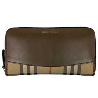 バーバリー(BURBERRY)のバーバリー チェック柄 ラウンドファスナー 長財布 レディース 【中古】(財布)