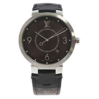 ルイヴィトン(LOUIS VUITTON)のLOUIS VUITTON ルイヴィトン TAMBOUR SLIM MONOGRAM MACASSAR 39 WATCH タンブール スリム モノグラム・マカサーGM 39mm ブラウン クオーツ 腕時計 QA005(腕時計(アナログ))