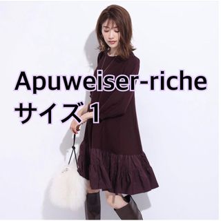 アプワイザーリッシェ(Apuweiser-riche)のアプワイザーリッシェ　ワンピース サイズ1（S相当）　ニット　ボルドー(ひざ丈ワンピース)