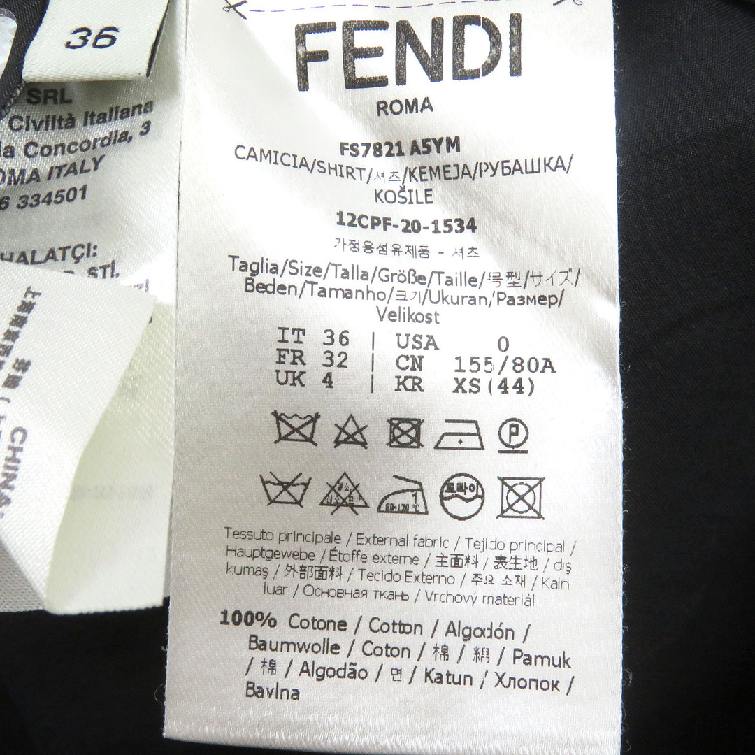 FENDI(フェンディ)の良品□FENDI フェンディ 2020年製 FS7821 コットン ストール付き ドッキング カットソー 長袖シャツ ブラウス ブラック 36 ハンガー付き イタリア製 正規品 レディース レディースのトップス(シャツ/ブラウス(長袖/七分))の商品写真