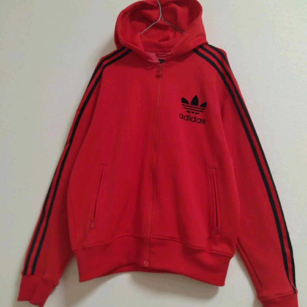 adidas(アディダス)の【希少黒タグ90s】adidas　アディダス　トレフォイルロゴ　ジップパーカー レディースのトップス(パーカー)の商品写真