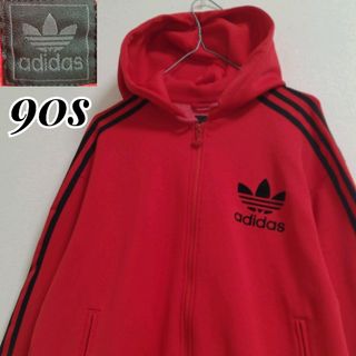 アディダス(adidas)の【希少黒タグ90s】adidas　アディダス　トレフォイルロゴ　ジップパーカー(パーカー)