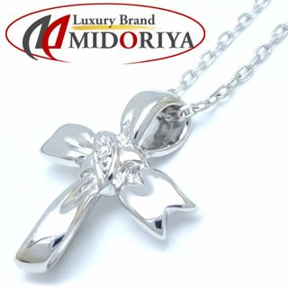 ミキモト(MIKIMOTO)のMIKIMOTO ミキモト リボンクロス ネックレス ダイヤモンド0.01ct K18WG ホワイトゴールド/291553【中古】【BJ】(ネックレス)