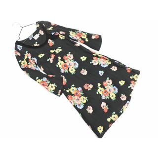 キャスキッドソン(Cath Kidston)のCath Kidston キャスキッドソン 花柄 Aライン ワンピース size8/黒 ■◇ レディース(ミニワンピース)